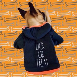Rae Dunn Pet “LICK OR TREAT” Dog Hoodie Shirt NWT